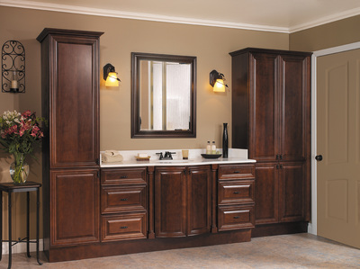 dark wood bathroom cabinets